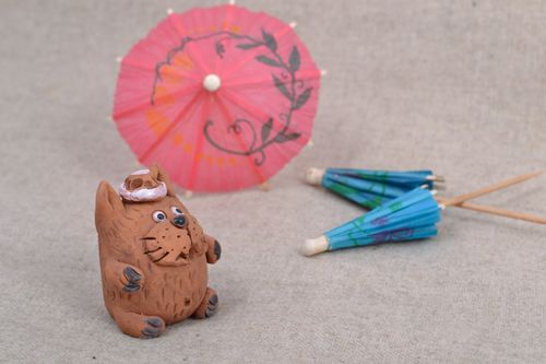 Statuetta gatto in argilla fatta a mano figurina decorativa in ceramica  - MADEheart.com