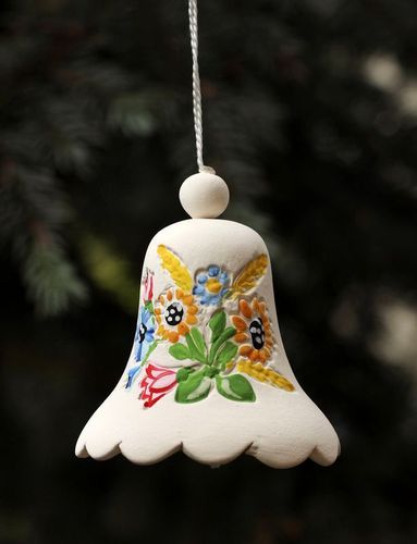 Suspension décorative Clochette en céramique Fleurs - MADEheart.com