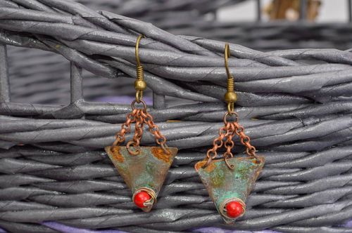 Copper jewelry unusual earrings gift ideas copper accessory designer earrings - MADEheart.com