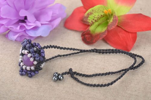 Violet handmade pendant stylish beaded pendant female elegant jewelry - MADEheart.com