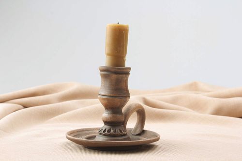 Candlestick made of red clay - MADEheart.com