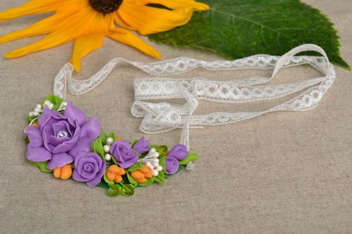 Homemade jewelry flower necklace polymer clay designer accessories gifts for her - MADEheart.com