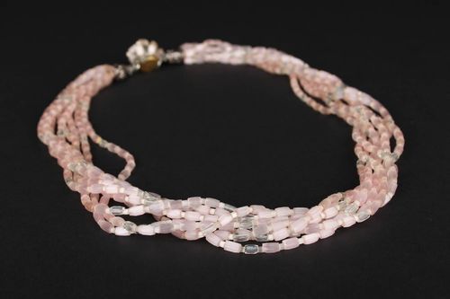 Handmade pink designer necklace jewelry with natural stone feminine necklace - MADEheart.com
