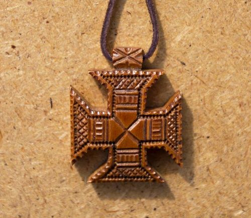 Pectoral cross on a leather cord - MADEheart.com