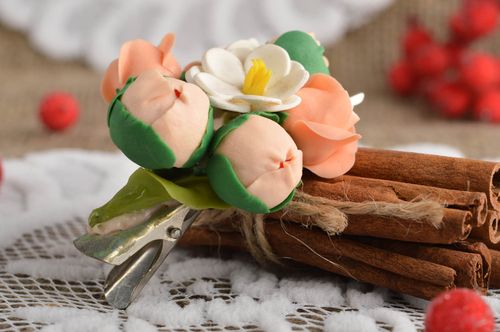 Haarspange Blume handmade Damen Modeschmuck Haarschmuck Blumen ausgefallen - MADEheart.com