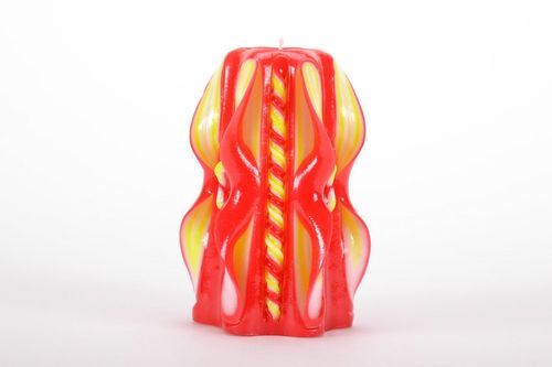 Carved paraffin wax candle Red butterfly - MADEheart.com