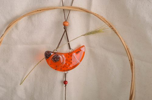 Handmade interior wall pendant created using fusing technique in shape of bird  - MADEheart.com