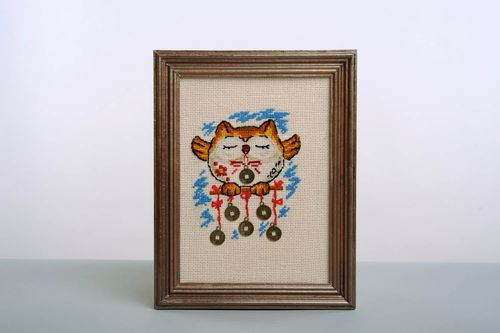 Cross-stitched picture Monetary owl - MADEheart.com