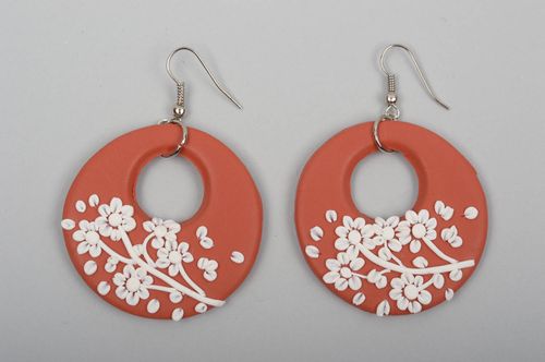 Boucles doreilles pendantes Bijou fait main pâte polymère Cadeau pour femme - MADEheart.com