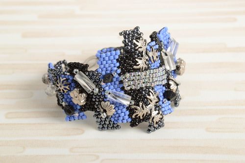 Bracelet perles rocaille Bijou fait main Accessoire femme large original - MADEheart.com