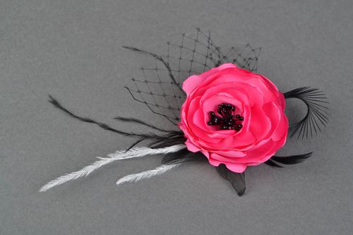 Chiffon brooch in the shape of pink rose - MADEheart.com