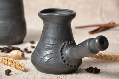 Cezve en céramique enfumée noire fait main - MADEheart.com