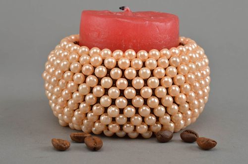 Bracelet en perles de rocaille fait main bijou féminin original Anneaux orange - MADEheart.com