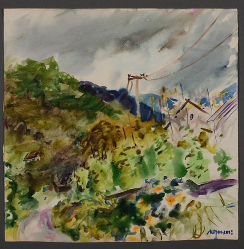 Pintura en acuarela Montañas altas - MADEheart.com