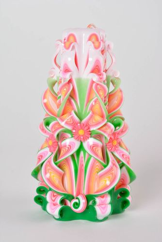 Vela de parafina artesanal de color rosado elemento decorativo regalo original - MADEheart.com