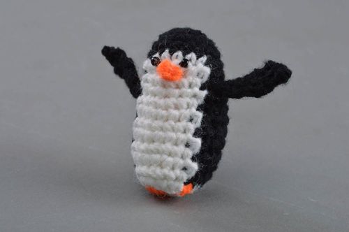 Unusual beautiful handmade crochet soft toy nice penguin for children - MADEheart.com