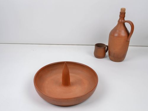 Bol en argile fait main original pour poulet marron design cuisson au lait - MADEheart.com