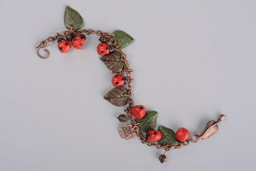 Polymer clay bracelet Ladybugs - MADEheart.com