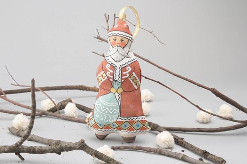 Pingente de interior feito de tecido Papai Noel para a decoração de Ano Novo - MADEheart.com