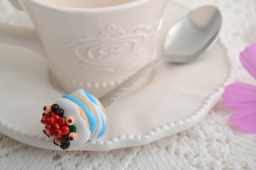 Handmade polymer teaspoon unusual cutlery for festive table decoration  - MADEheart.com