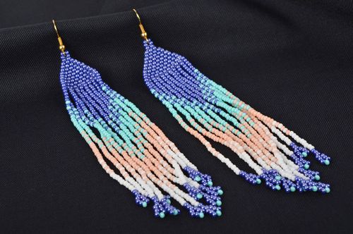 Серьги ручной работы красивые модные серьги градация длинные сережки для девушки - MADEheart.com