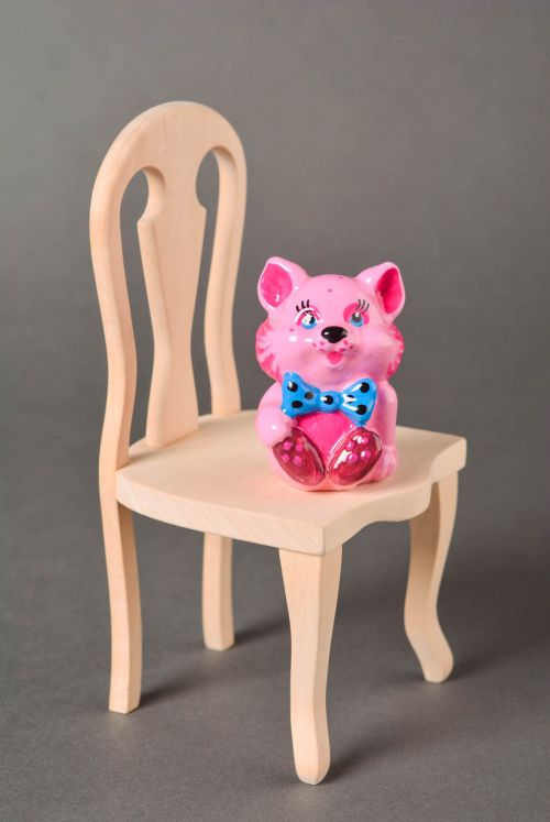 Gips Figur handgefertigt Dekoidee Wohnzimmer Kinder Geschenk in Rosa - MADEheart.com