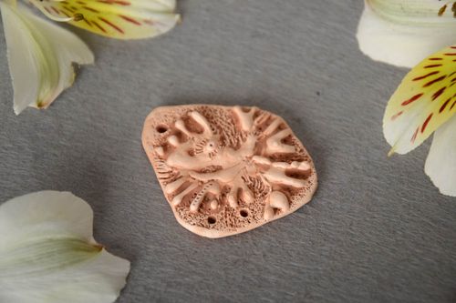 Unusual handmade relief clay blank for pendant or keychain DIY jewelry - MADEheart.com