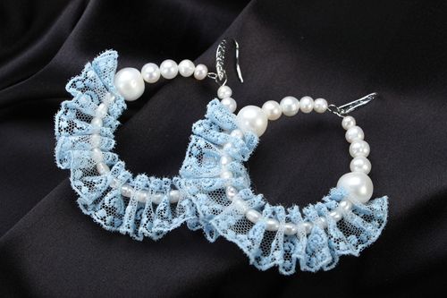 Orecchini di perle naturali fatti a mano accessorio originale bello da donna - MADEheart.com