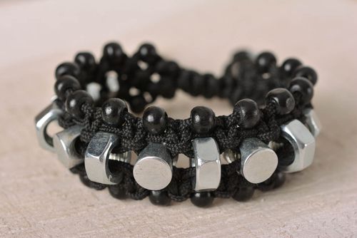 Wide handmade wrist braclet metal bracelet woven cord bracelet small gifts - MADEheart.com