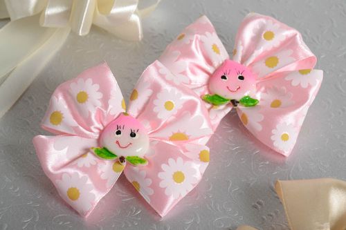 Unusual handmade bow hair clips for kids hair bow textile barrettes gift ideas - MADEheart.com