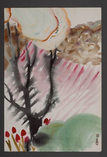 Peinture moderne faite main Jardin au printemps - MADEheart.com