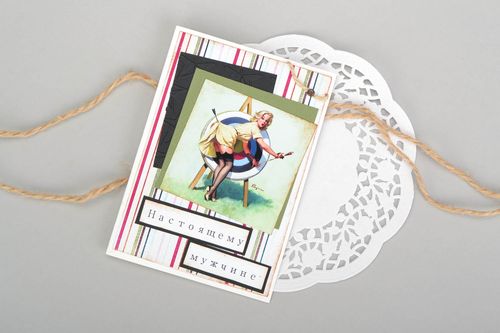 Carte de voeux faite main Au vrai homme - MADEheart.com