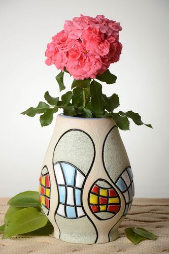 Vase à fleurs fait main Vase design céramique original peint Déco maison - MADEheart.com