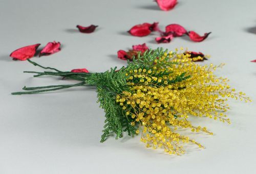 Flowers made from beads Mimosa - MADEheart.com