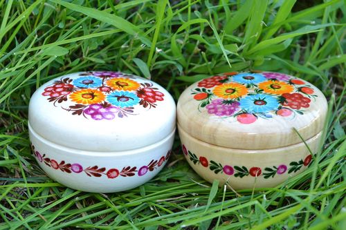 Portagioielli di legno fatti a mano cofanetti con pittura scrigni 2 pz  - MADEheart.com