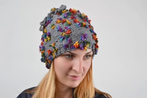 Handmade knitted hat designer stylish winter accessory unique present for women - MADEheart.com