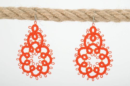 Handmade earrings, tatting lace - MADEheart.com