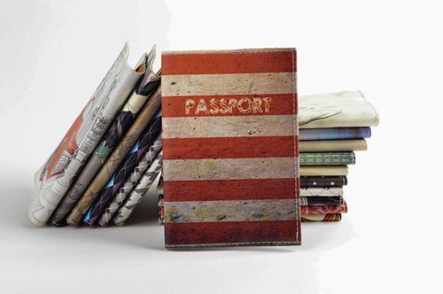 Обложка на паспорт ручной работы необычный подарок кожаный аксессуар Америка - MADEheart.com