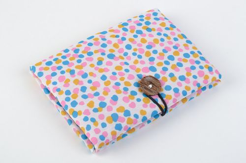Handmade designer notebook with colorful fabric cover and button fastener - MADEheart.com