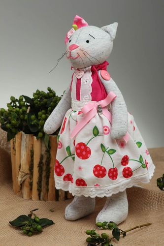 Handmade toy linen cat toy handmade cat toy designer toy cotton cat toy soft toy - MADEheart.com