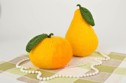 Handmade cute bright toys 2 yellow soft fruit crocheted toys for nursery decor - MADEheart.com
