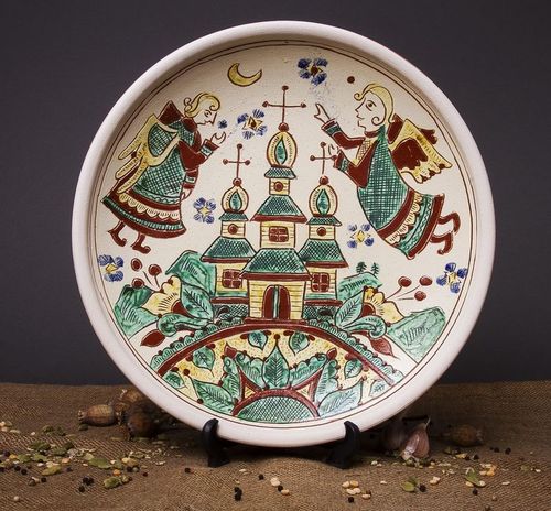 Декоративная глиняная тарелка - MADEheart.com