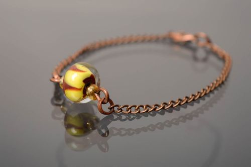 Wrist bracelet with lampwork glass bead - MADEheart.com