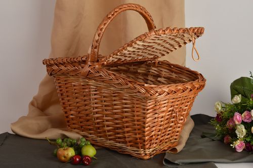 Handmade basket for picnic woven decorative element designer basket ideas - MADEheart.com