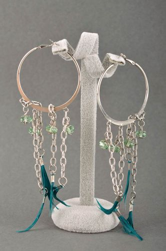 Handgemachte Ohrringe Federn schöner Metall Schmuck originelles Geschenk  - MADEheart.com