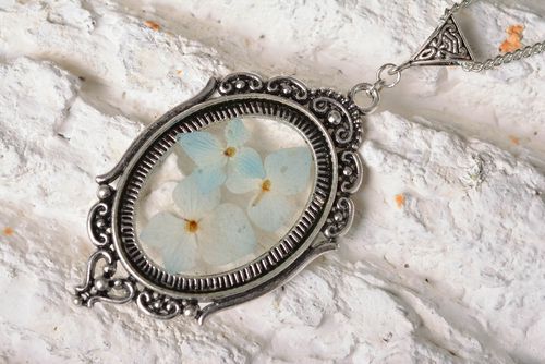 Botanic pendant handmade pendant with natural flowers handmade jewelry - MADEheart.com
