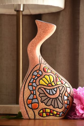 Ваза необычной формы керамическая расписная объемом 1.8 литра ручной работы - MADEheart.com
