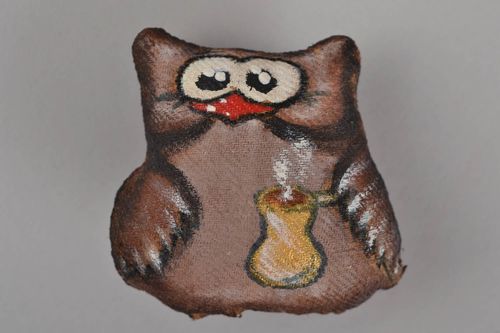 Beautiful funny handmade flavored textile soft fridge magnet toy Owl - MADEheart.com