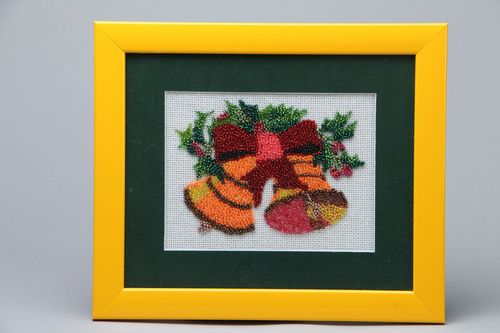 Cuadro bordado con abalorios Campanillas - MADEheart.com