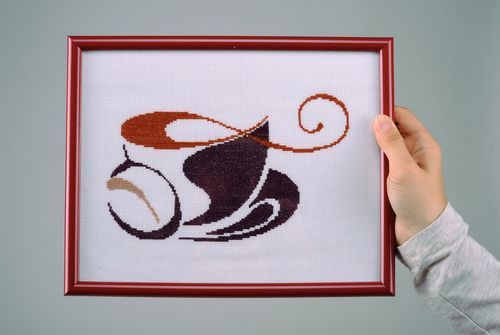 Embroidered painting Aromatic Coffee - MADEheart.com